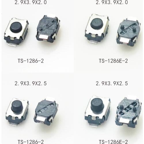 50PCS Momentary Button Switch Mini Push Button 12V Tactile Switch SMD 2pin 3X4X2mm for MP4/MP3/TOYS Bottom with 2 fixed points