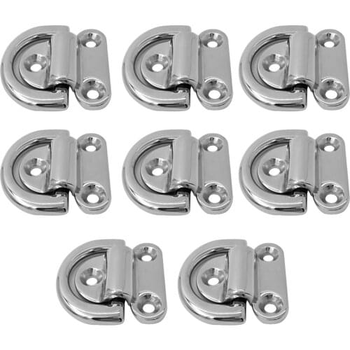 8pcs Folding Lashing Rings With Plate Cleat Ring Hook Traction Lashing Hitch For Trailer Trucks, Boats, Cars