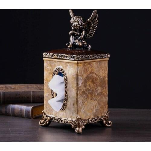 American Resin Retro Tissue Box Remote Control Sundries Storage Container Simple Living Room Dining Table Drawer Tray Decoration