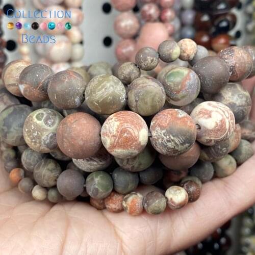 4-12mm Natural Stone Beads Matte Dull Polish Flower Agates Round Spacer Loose Beads For Jewelry Making DIY Bracelet Accessories