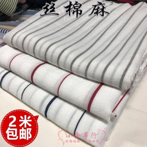 Black White Striped Floss Linen Fabric Soft Waxy Thin Slightly Transparent Summer