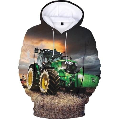 3-14 Years Children Clothes Tractor Pattern Car Hoodies Streetwear Kids Hooded Boy girls Sweatshirts Tractor Pattern Clothes