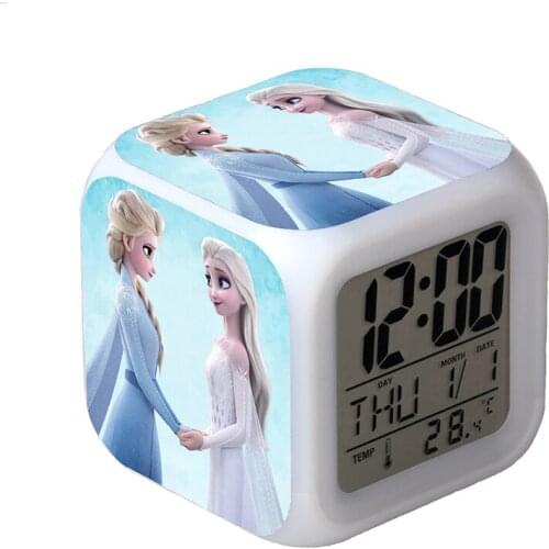 Disney Cartoon Aisha Children Led Digital Alarm Clock Colorful Light Pillowcase Anti-slip Mat Home Decorations Birthday gift