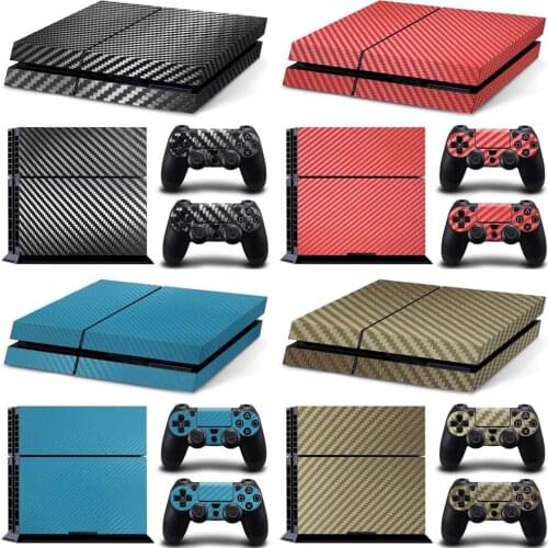 For PS4 black white carbon fiber skin sticker wrap playstation 4 console controllers dustproof vinyl cover decal case skin