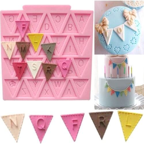 1pc Cake Decorating Moulds Silicone Mold Flag Shape 26 English Letters Cooking Tools Chocolate Fondant Sugar Craft Moulds