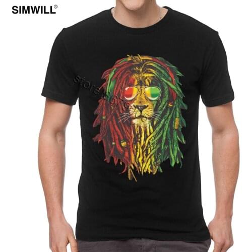 Men Lion Africa Power t shirt Graphic printing Rasta Reggae Music T-shirt Short Sleeves Streetwear Hip Hop Tops Cotton Tees