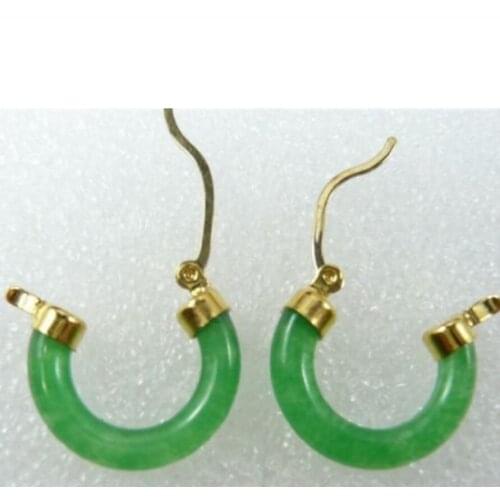 Hot Sell Fine ladys green jades natural jade Annular earrings