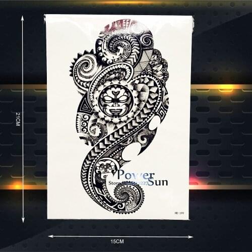 Indian Snake Pattern Black Tattoo Totem Men Body Art ARm Shoulder Tattoo Sleeve 21x15CM Henna Mehndi Tatoo Rock Johnson Stickers