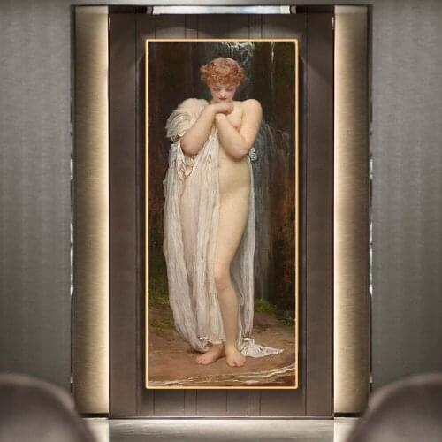 Citon Canvas Art Oil Painting Frederic Leighton《Crenaia, the Nymph of the Dargle》Art Picture Modern Wall Decor Home Decoration