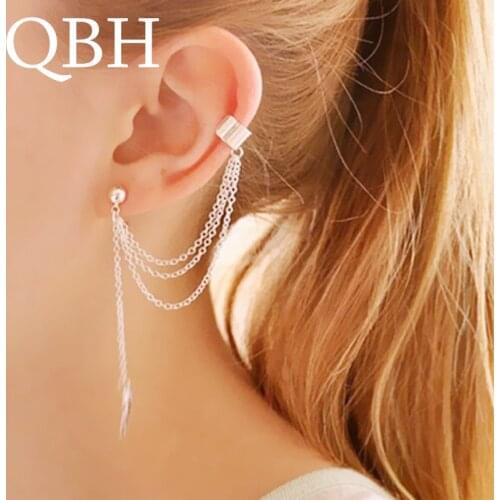 1pc Hot Punk Mujer Brinco Girl Boucle Bijoux Chain Tassel Leaf Clip Ear Cuff Earrings For Women Jewelry Boucles Pendientes