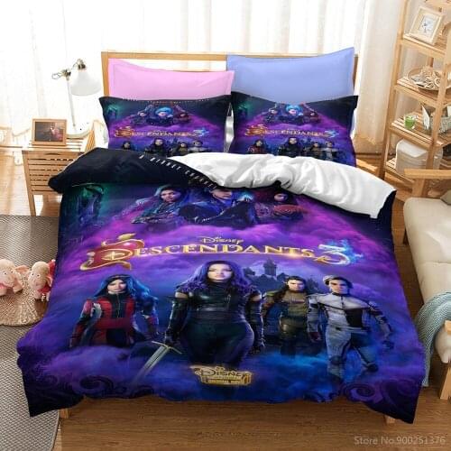 Disney Descendants 3 3D Printed Bedding Set Queen King Size Duvet Cover Set Soft Comforter Cover with Pillowcase Home Textile