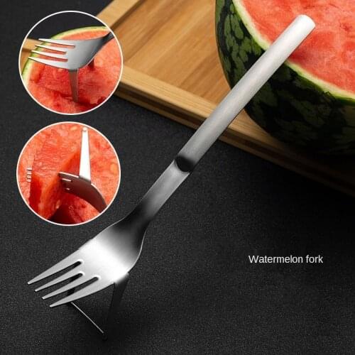 Creative 304 stainless steel watermelon fork Home multi-purpose fruit fork can cut pieces portable tableware fork