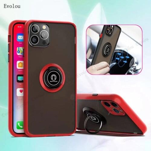 Magnetic Stand Ring Holder Transparent Phone Case For Iphone 13 Pro Max Candy Color Matte Shockproof Cover For Iphone 13 Mini
