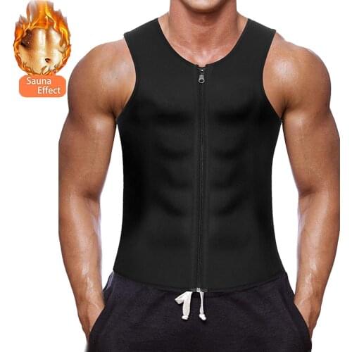 Men Waist Trainer Vest Neoprene Corset Mens Body Shaper Tank Top with Zipper Sauna Slimming Workout Shirt for Male