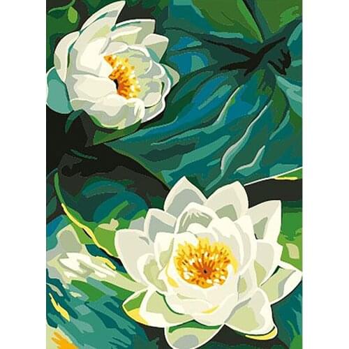 Diy Paint By Number Flower Lotus Canvas Painting Kits Living Room Home Decor Coloring By Numbers Floral Home Decoration
