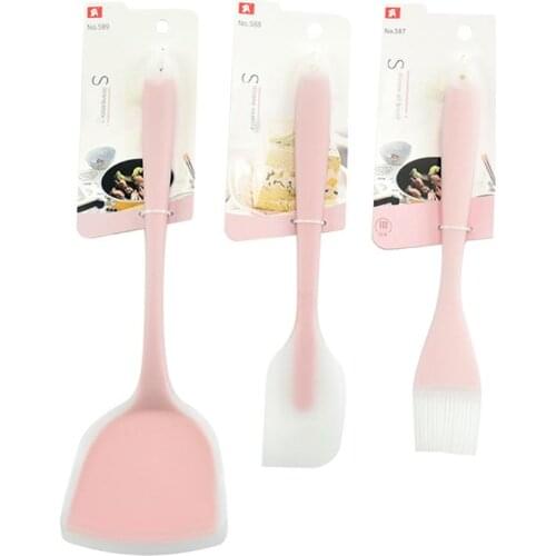 Kapmore Silicone Spatula Set Assorted 3Pcs Kitchen Spatula Set Baking Spatula Oil Brush DIY Baking Tools Accessories