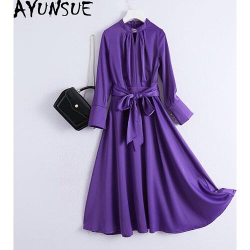 2020 new spring woman dress elegant long sleeve purple dress autumn black long dresses for women vestido de mujer LRLZ8201 KJ