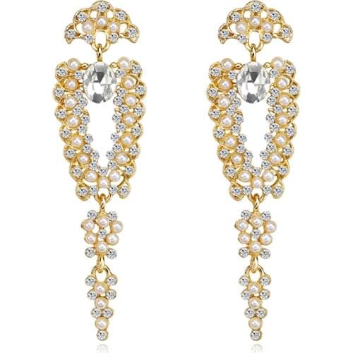 Charming Pearl Crystal Rhinestone Earrings For Women Gift Wedding Party Fashion Earring Jewelry