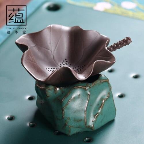 Creative hand-made Japanese lotus leaf lotus tea tea drain stoneware tea filter tea filter ceramic kung fu tea set accessories
