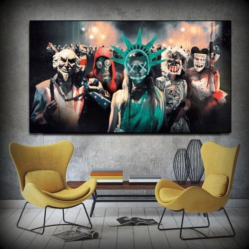 Poster Popular Movie The Purge Anarchy And Prints Canvas Painting On Wall Art Riot Film Picture vintage room decor wall decor