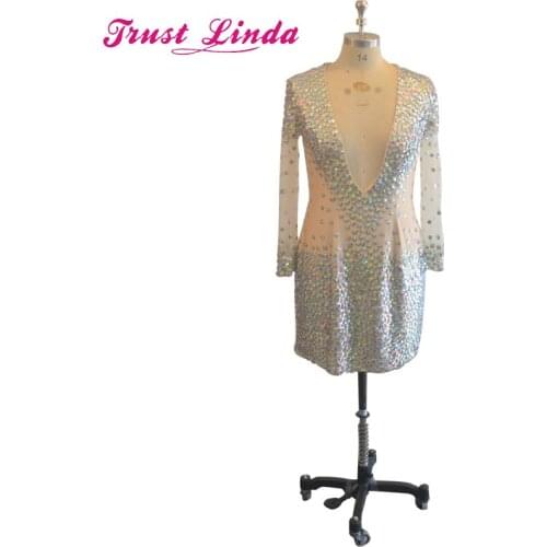 Real Image Sexy Short Mother Dresses Luxury Crystal V-Neck Women Special occasion Cocktail Party Dress robe de Red Carpet Gowns