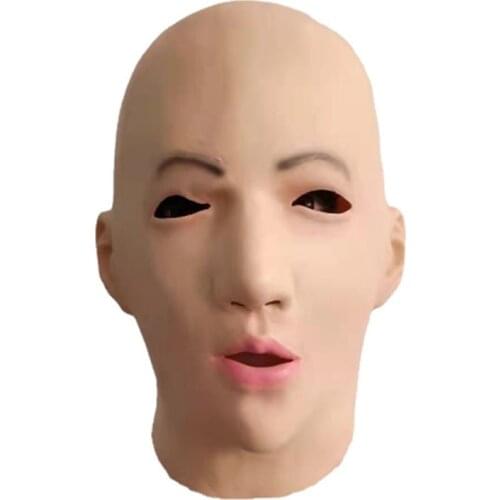 Realistic silicone mask asian female mask become a beauty now crossdress face head mask party cosplay women mask