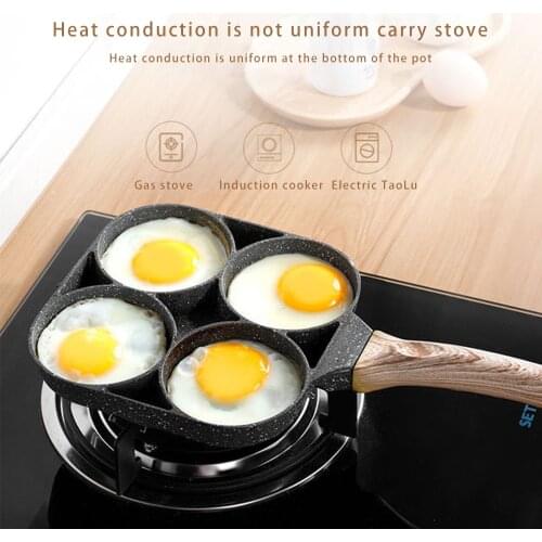 Four-hole Frying Pot Pan Thickened Omelet Pan Non-stick Egg Pancake Steak Pan Cooking Egg Ham Pans Breakfast Maker Cookware
