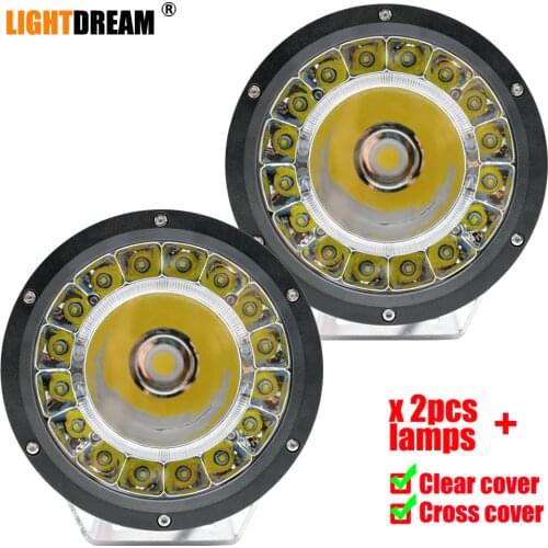 142W led Driving Lights with Halo Ring 7inch Round Led Work Lights Perfect For 4x4 4WD Truck Tractor off Road lights x2pcs