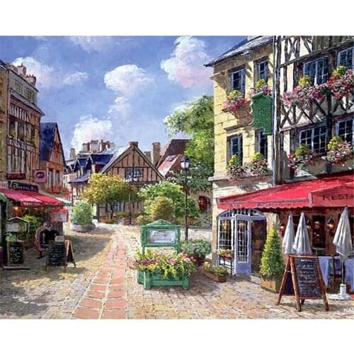 Landscape Seaside Town Printed 11CT Cross Stitch Set DIY Embroidery DMC Threads Craft Hobby Needlework Handicraft Needle