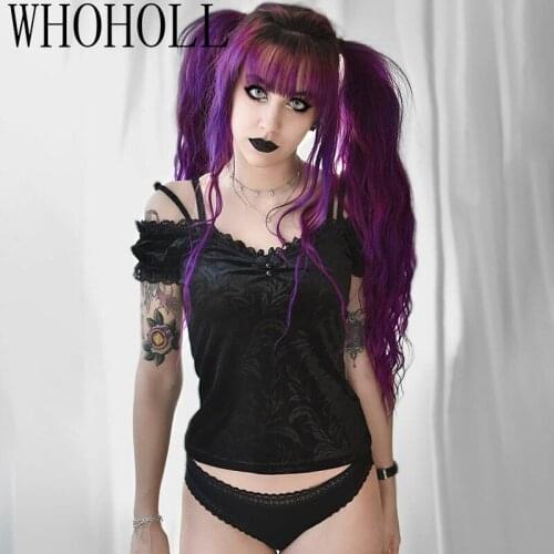 Women Velvet Gothic Lace Bandage Sleeveless Vest Crop Tops Tank Tops Shirt Sexy V Neck Vest Camisole Female Clothing Tank