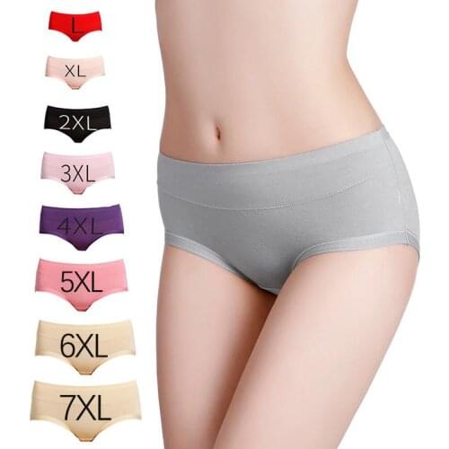 Large Size Underpants Modal Briefs For Women' Underwear Solid Mid-Waist Panties Bamboo Fiber Seamless Plus Size Female Intimates
