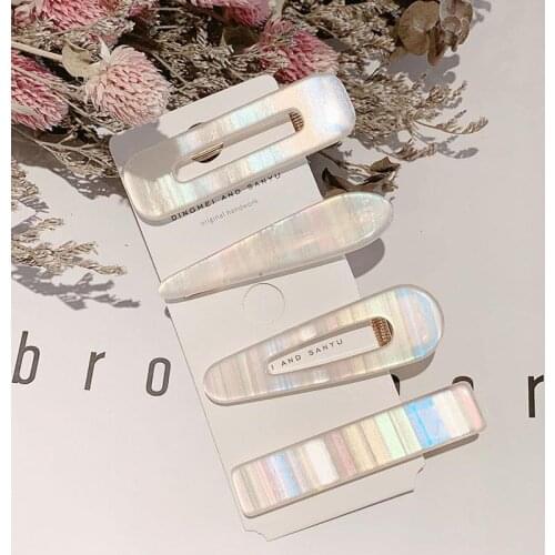 1pc Fashion Resin Hair Clip Geometric Teardrop Rectangle Decor Hair Barrette Duckbill Hair Clips For Women Hair Accessories