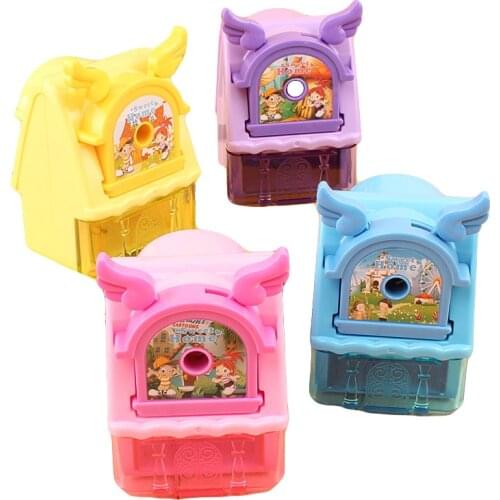 1pcs Cute House Student Pencil Sharpener Creative Hand-cranked Pencil Sharpener For Kids School Stationery Supplies