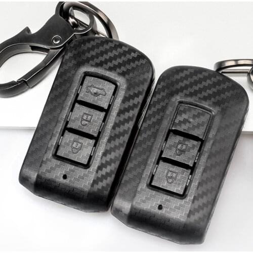 2019 New Carbon car key cover key case For Mitsubishi Outlander Eclipse Cross Lancer 10 Pajero Sport L200 ASX RVR 2/3 Buttons