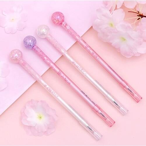 24Pc Funny Crystal Cherry Blossom Gel Pens Cool Cute Kawaii Ballpoint School Rollerball Stationery Stuff Thing Roller Ball Point