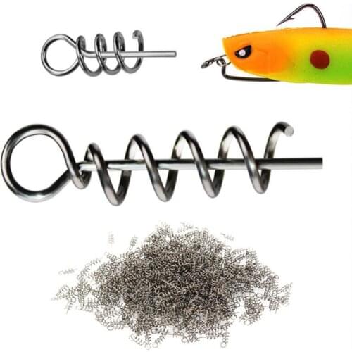 50Pcs/lot Fishing Hook Soft Bait Spring Centering Pins Fixed Latch Needle Spring Twist Crank Lock Soft Plastic Bait Worm