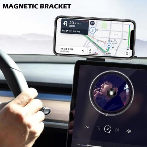 Car Phone Holder Stability Magnetic Touch Screen Side Phone Mount Adjustable Monitor Expansion Bracket for Tesla Model 3 Y X S