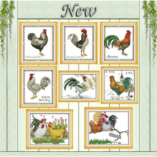The big cock colorful animal painting counted print on canvas DMC 11CT 14CT chinese Cross Stitch kits embroidery needlework Sets