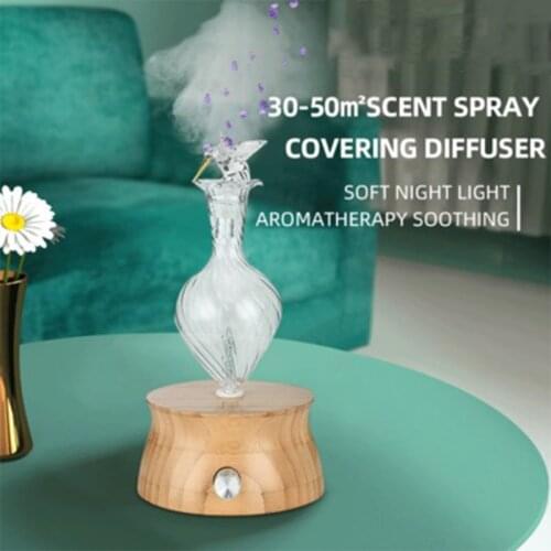 Waterless Essential Oil Nebulizer Diffuser, Solid Aromatherapy Diffuser for Essential Oils with LED Light for Home Room Bedroom