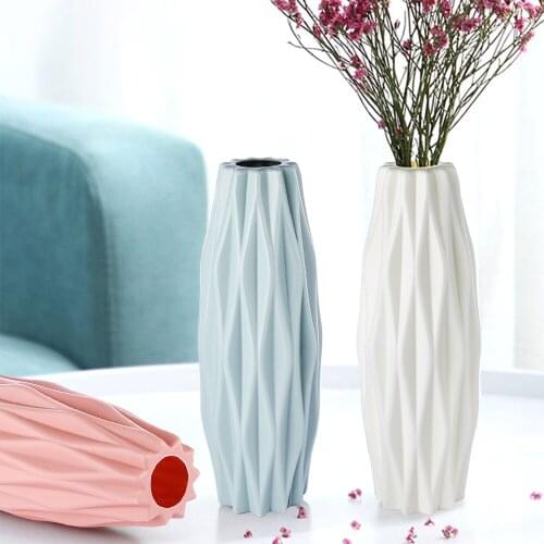 Home Flower Vase Decoration Home Plastic Vase Modern Creative White Imitation Ceramic Flower Pot Hydroponic