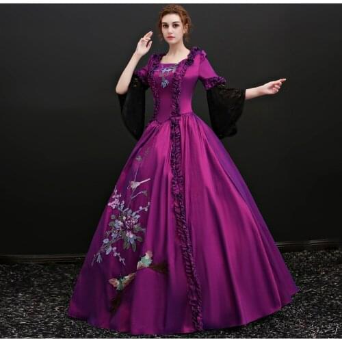 Purple black lace embroidery venice carnival queen ball gown princess medieval dress Renaissance Gown Victoria/Antoinette