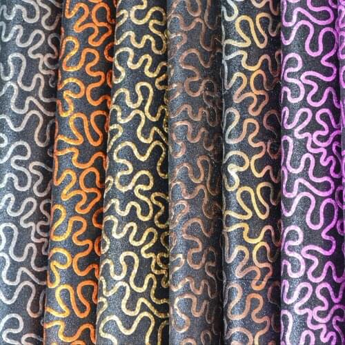 Holographic earthworm Laser India gauze printed power glitter high quality PU leather fabric for shoes handbag wholesale