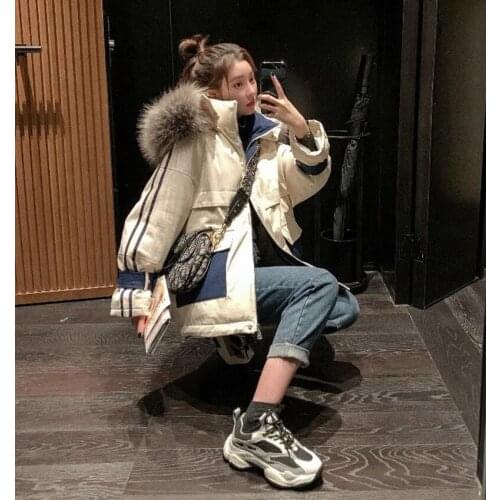 Heydress Winter Women Hooded ParkaS Coat Vintage Fashion Fur Collar Warm Cotton Down Jacket Female Loose Thicken Winter Outwears