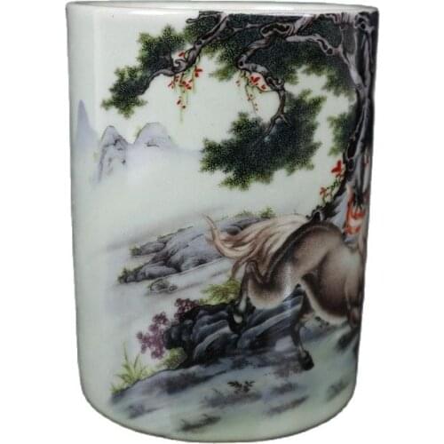 Chinese Old Porcelain Pastel Seal Pattern Pen Holder