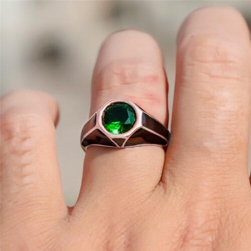 Antique Black Enamel Green Round Zircon Rings for Men Women Rose Gold Color CZ Stone Ring Male Wedding Jewelry Engagement Bands