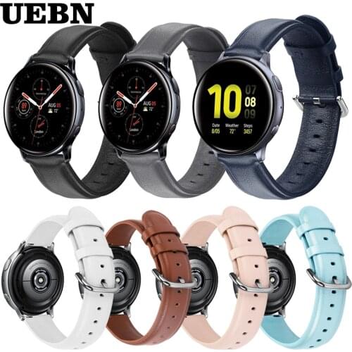UEBN Leather Bracelet strap for Samsung Active 2 40mm 44mm SM-R820 R830 R500 R600 R810 Galaxy Watch 42 Active 2 Wrist Watchband