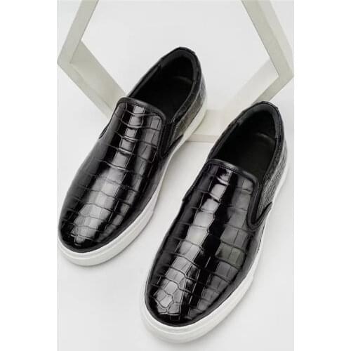 Unisex Style Authentic Real Crocodile Belly Skin Mens Casual Flats Genuine Alligator Leather Male Slip-on Walking Loafer Shoes