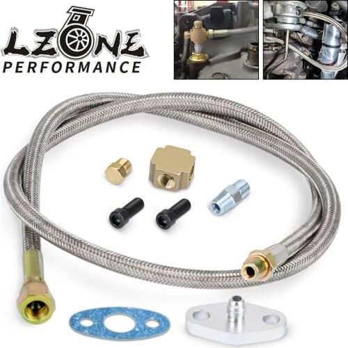 LZONE - T3 T4 T3/T4 T04E T70 T66 T67 GT35 T3/60-1 GT45 Turbo Oil Feed Line 1/8 NPT 4AN JR-TOL11