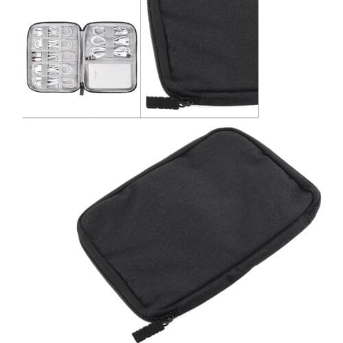Multifunctional Small Black Digital Cable Storage Bag Cable Organizer Earphone Wire Bag Travel Kit Case Pouch for Storage