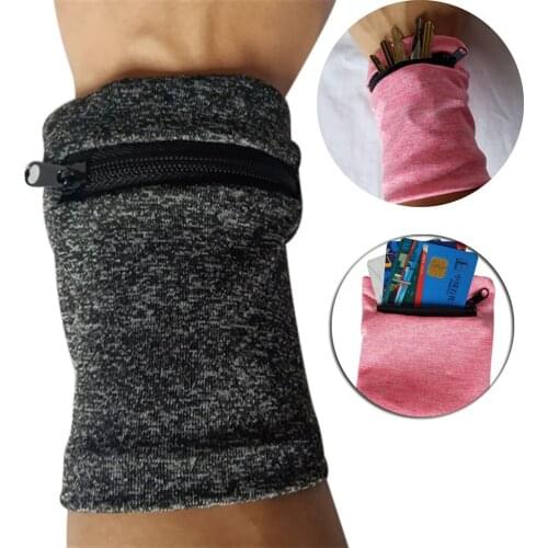 Unisex Multifunctional Wrist Band Zipper Ankle Wrap Sport Wrist Strap Wallet Storage for running gym cycling sports safety